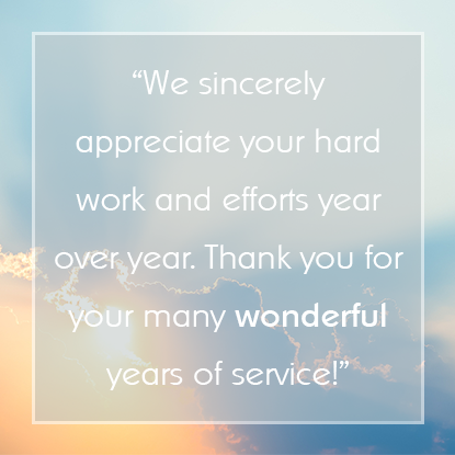 Sample Employee Appreciation Messages For Years Of Service Awards