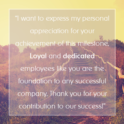 Sample Employee Appreciation Messages for Years of Service Awards